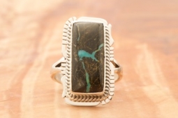Native American Jewelry Genuine Boulder Turquoise  Ring